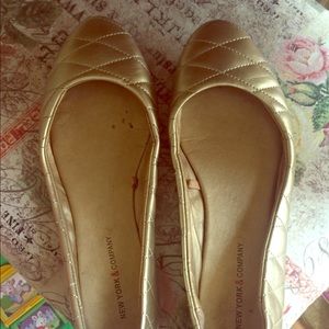 Gold Ballet Flats Worn Once